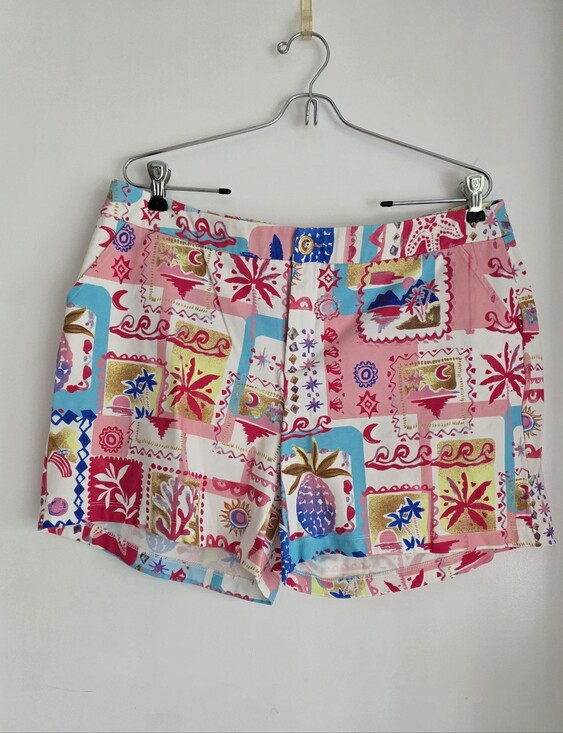 Dear Scarlett Pants - Dear Scarlett Tropical Patchwork Shorts in Pink & Blue L And M Available